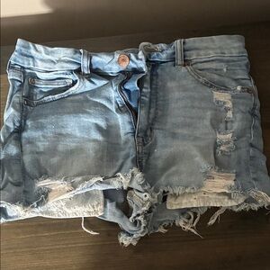 American Eagle Outfitters Light Blue Distressed Jean Shorts